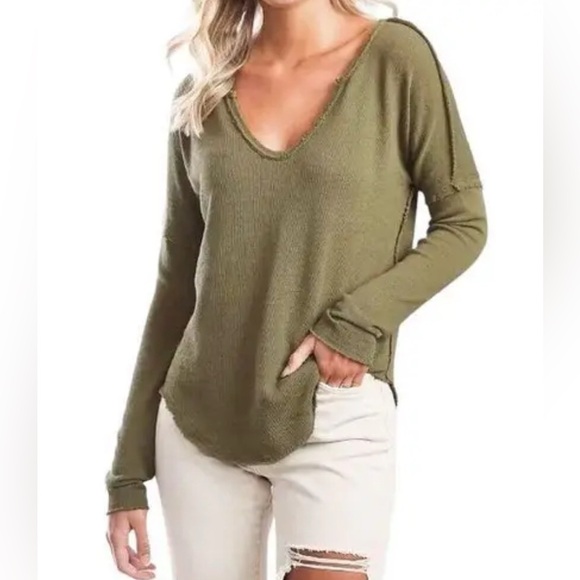 Free People We the Free Come and Get It Olive Green Top - Picture 1 of 8